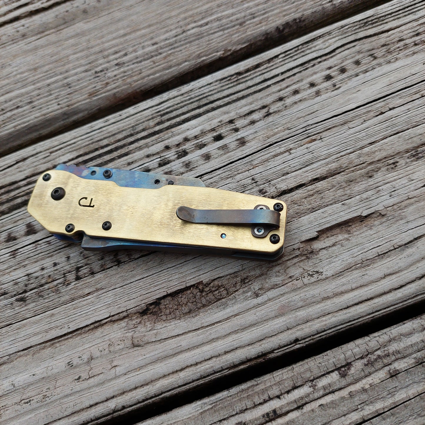 Teale Designs Tools Titanium Utility Folder - Brass Flamed Ti