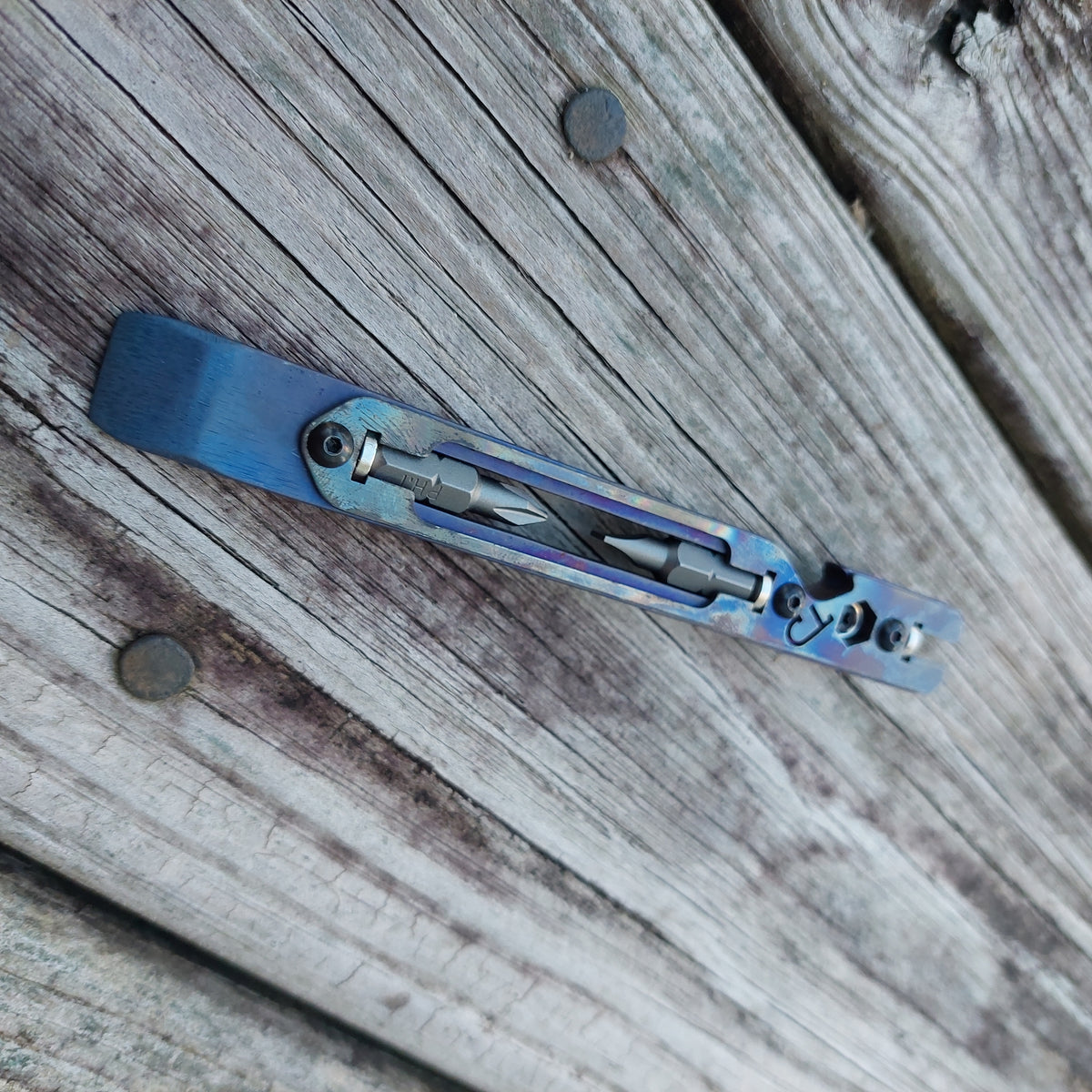 TD Tools Pen Bandless Titanium Magnetic Drive Pry (MDP) - Blue Ano Flamed