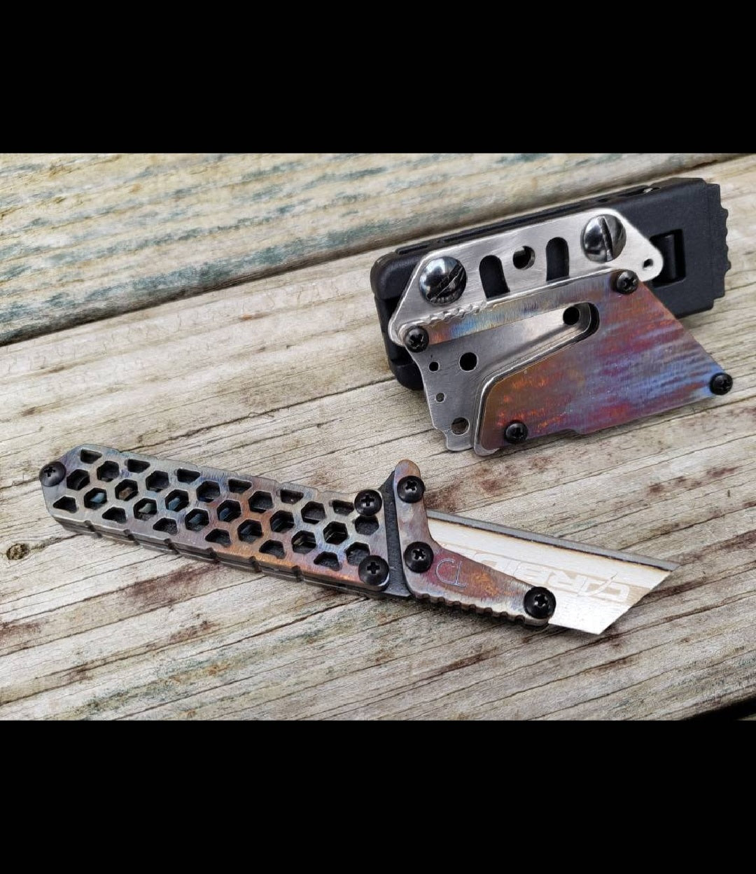 TD Tools Fixed Blade Mini Utility Knife - Flamed Hex
