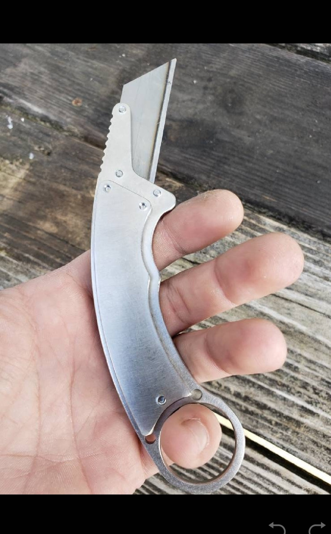 TD Tools Fixed Blade Utility Knife Karambit Style with Metal Belt Clip Sheath - Polished