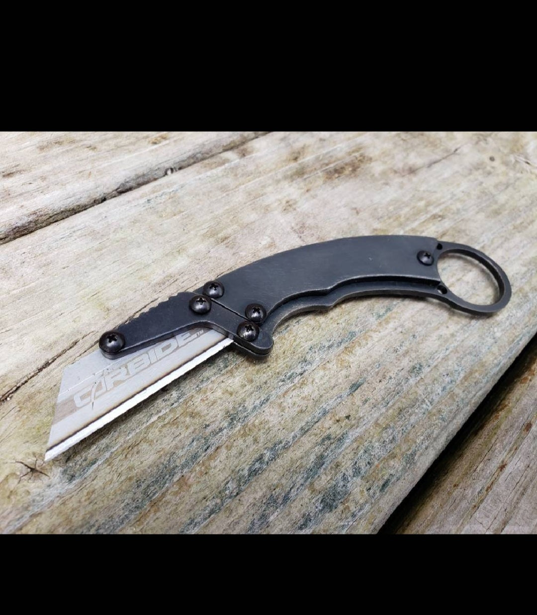 TD Tools Ring Style Fixed Blade Utility Knife - Black Oxide