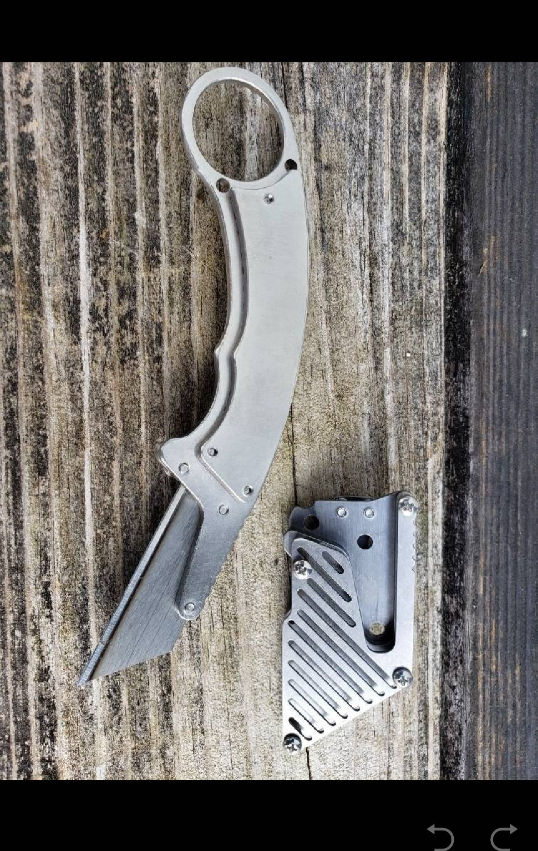 TD Tools Fixed Blade Utility Knife Karambit Style with Metal Belt Clip Sheath - Polished