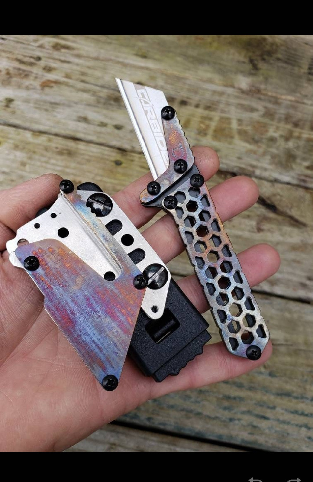 TD Tools Fixed Blade Mini Utility Knife - Flamed Hex