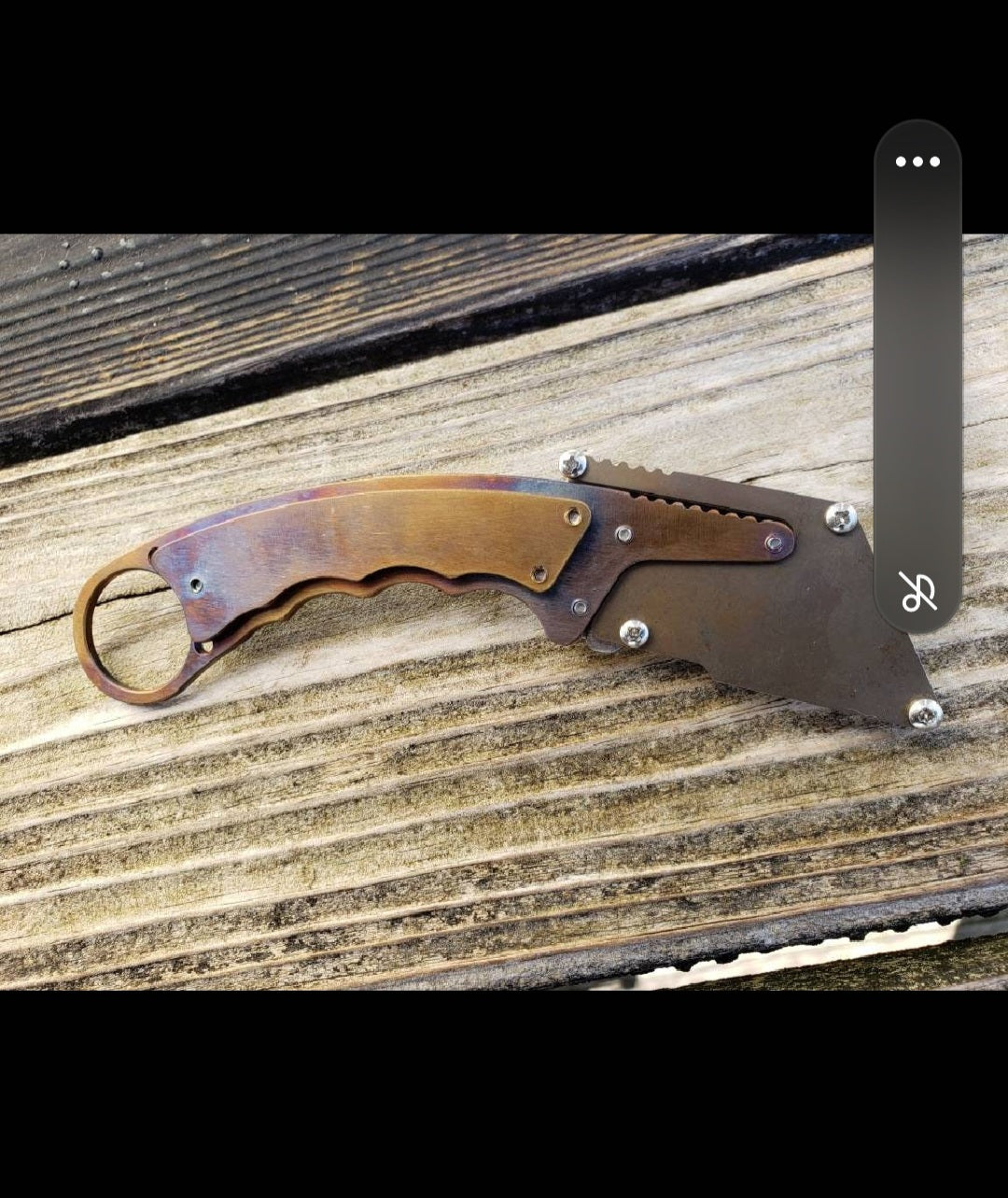 TD Tools Fixed Blade Utility Knife Karambit Style with Metal Belt Clip Sheath - Flamed