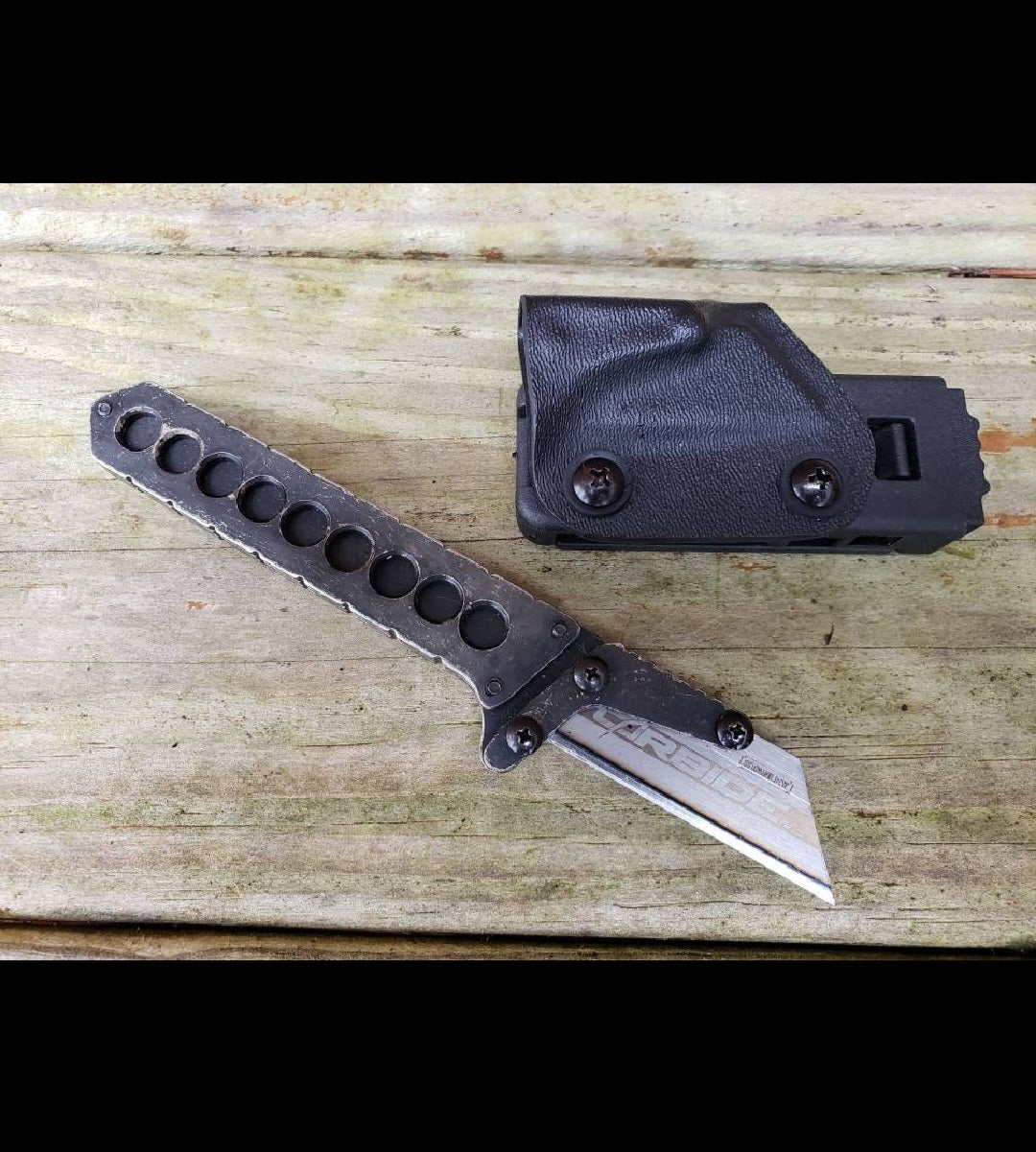 TD Tools Straight Fixed Utility Knife - Holes Black Oxide