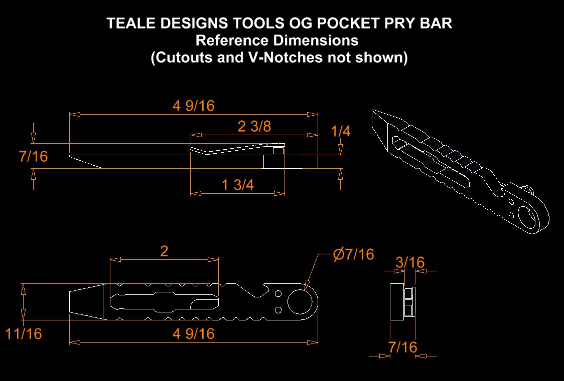 Teale Designs Tools OG Pocket Pry Bar - Fork Flamed
