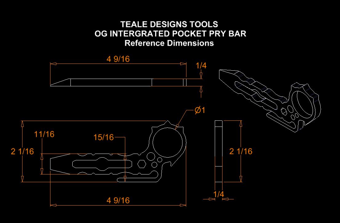 Teale Designs Tools OG Integrated Pocket Pry Bar - Black Oxide