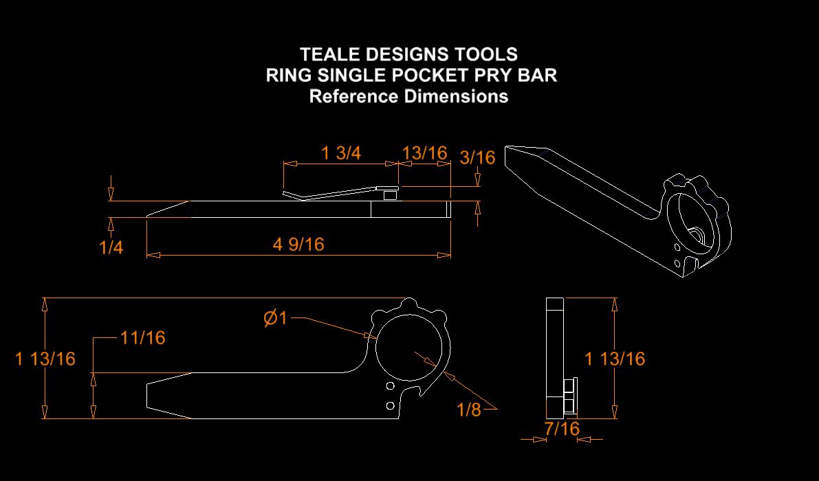 Teale Designs Tools Single Ring Pocket Pry Bar - Black Oxide