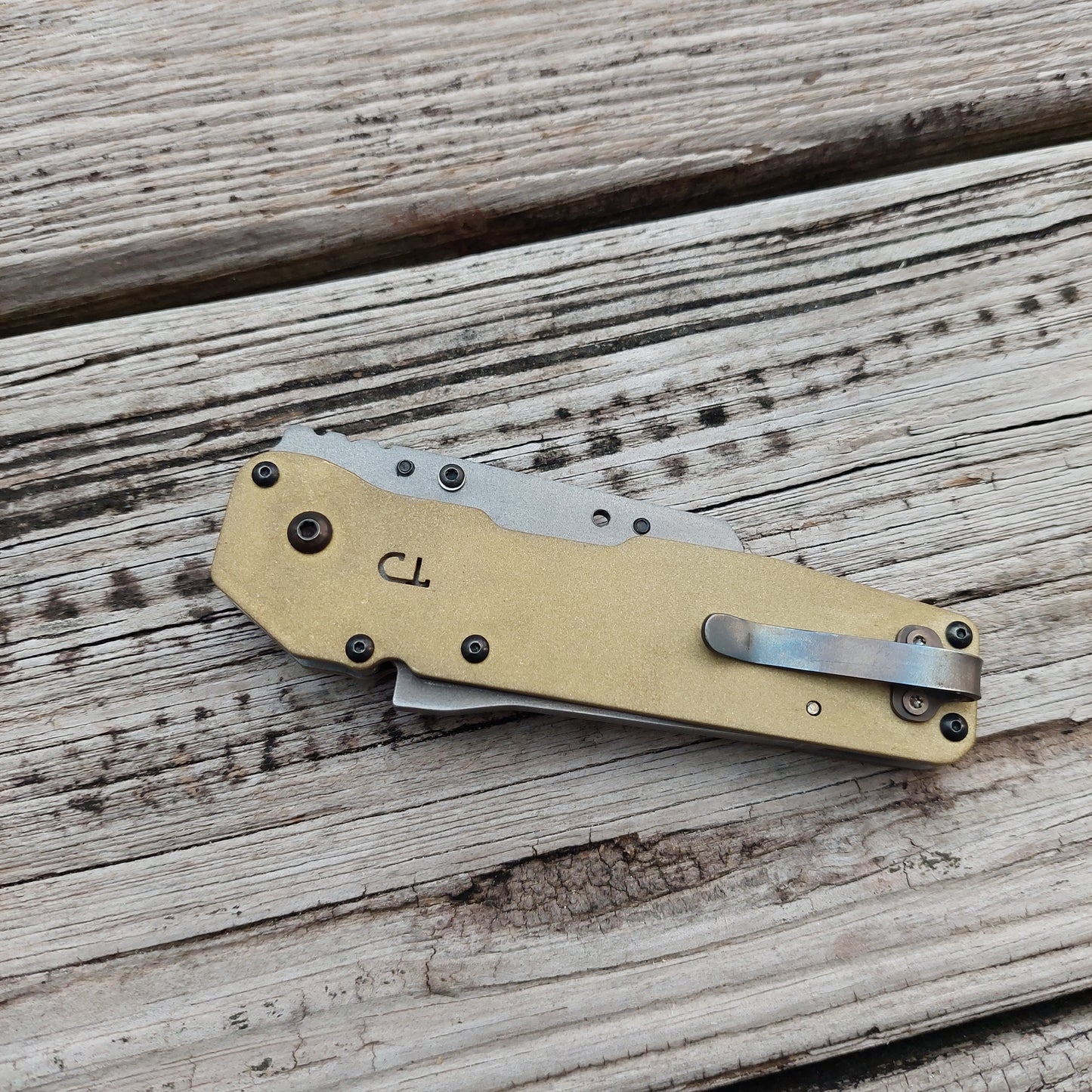 Teale Designs Tools Titanium Utility Folder - Brass Bead Blasted