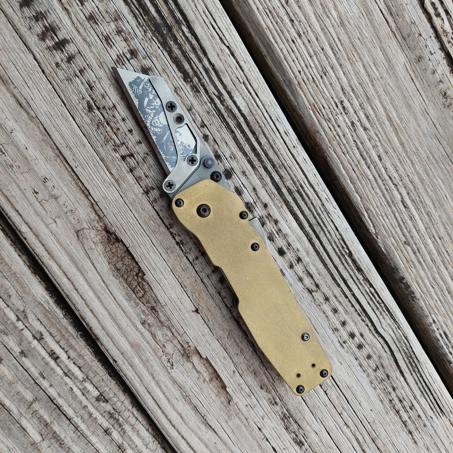 Teale Designs Tools Titanium Utility Folder - Brass Bead Blasted