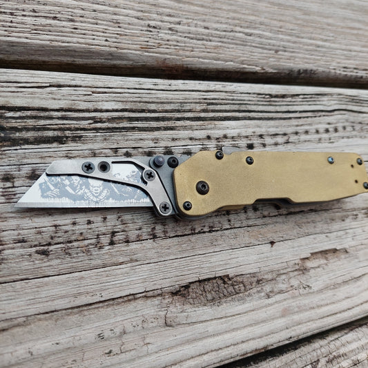 Teale Designs Tools Titanium Utility Folder - Brass Bead Blasted