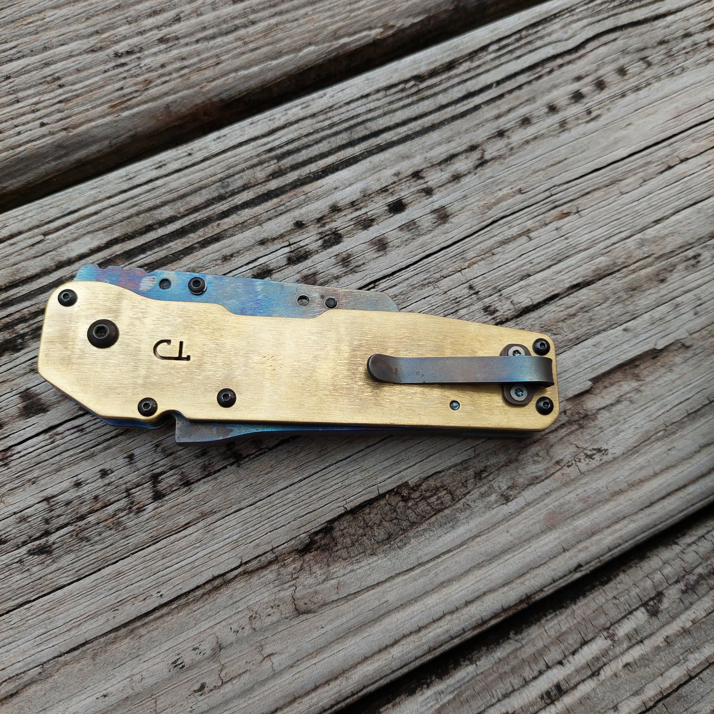 Teale Designs Tools Titanium Utility Folder - Brass Flamed Ti