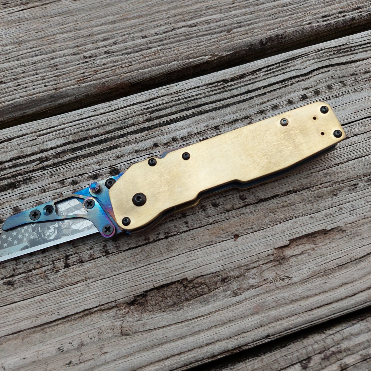 Teale Designs Tools Titanium Utility Folder - Brass Flamed Ti