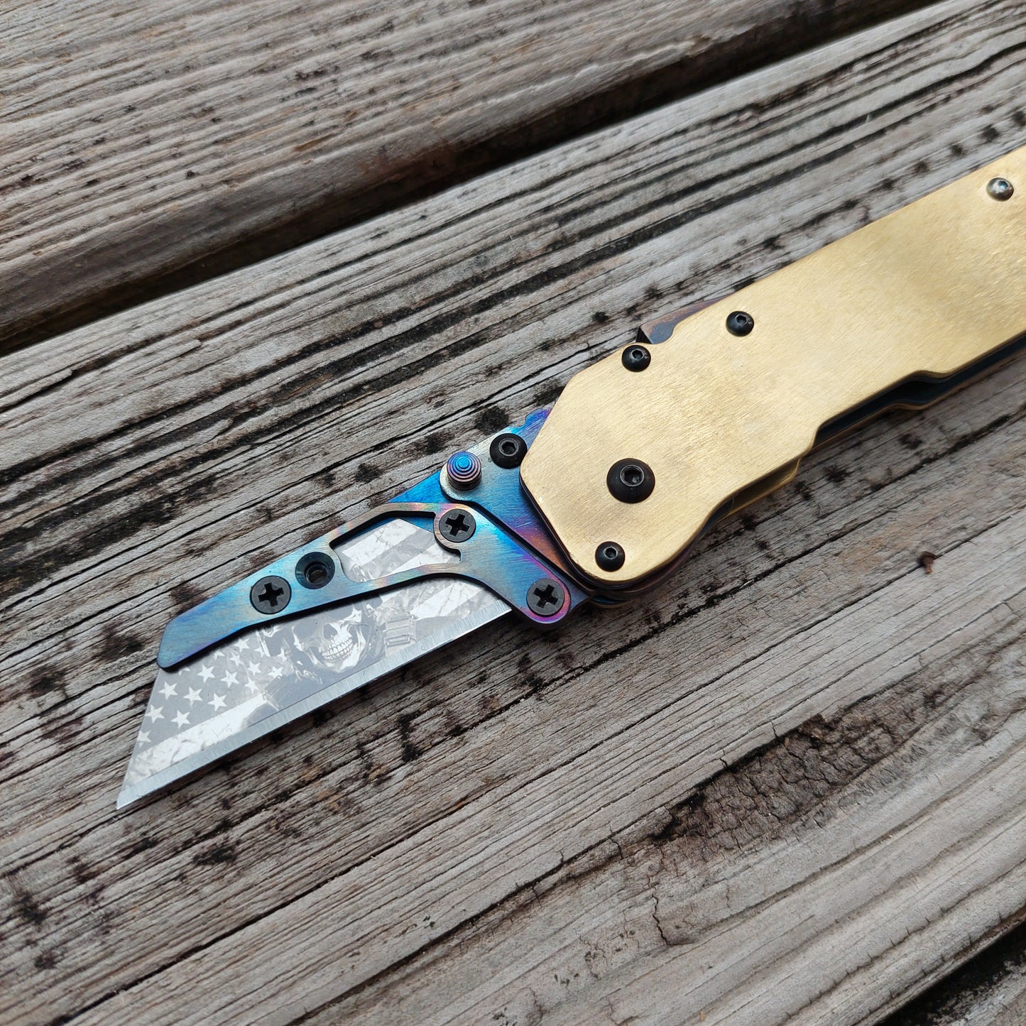 Teale Designs Tools Titanium Utility Folder - Brass Flamed Ti