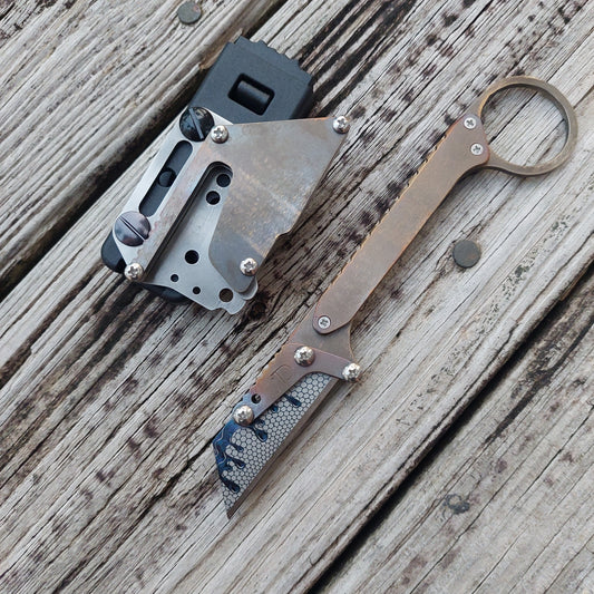 Teale Designs Tools Karambit  Safety Ring Style Fixed Utility Knife - Flamed