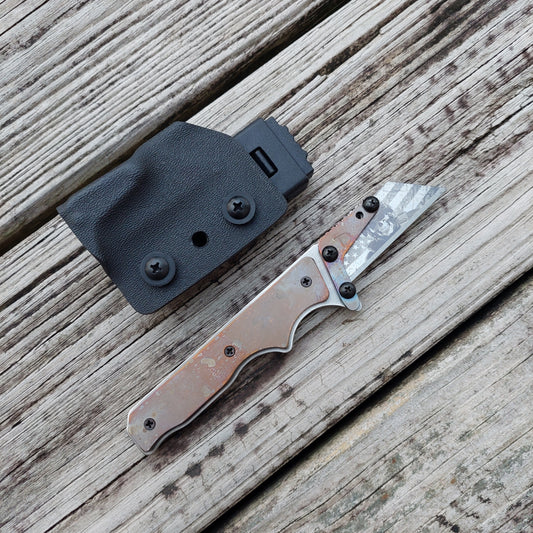 Teale Designs Tools Fixed Utility Knife - Flamed Scales