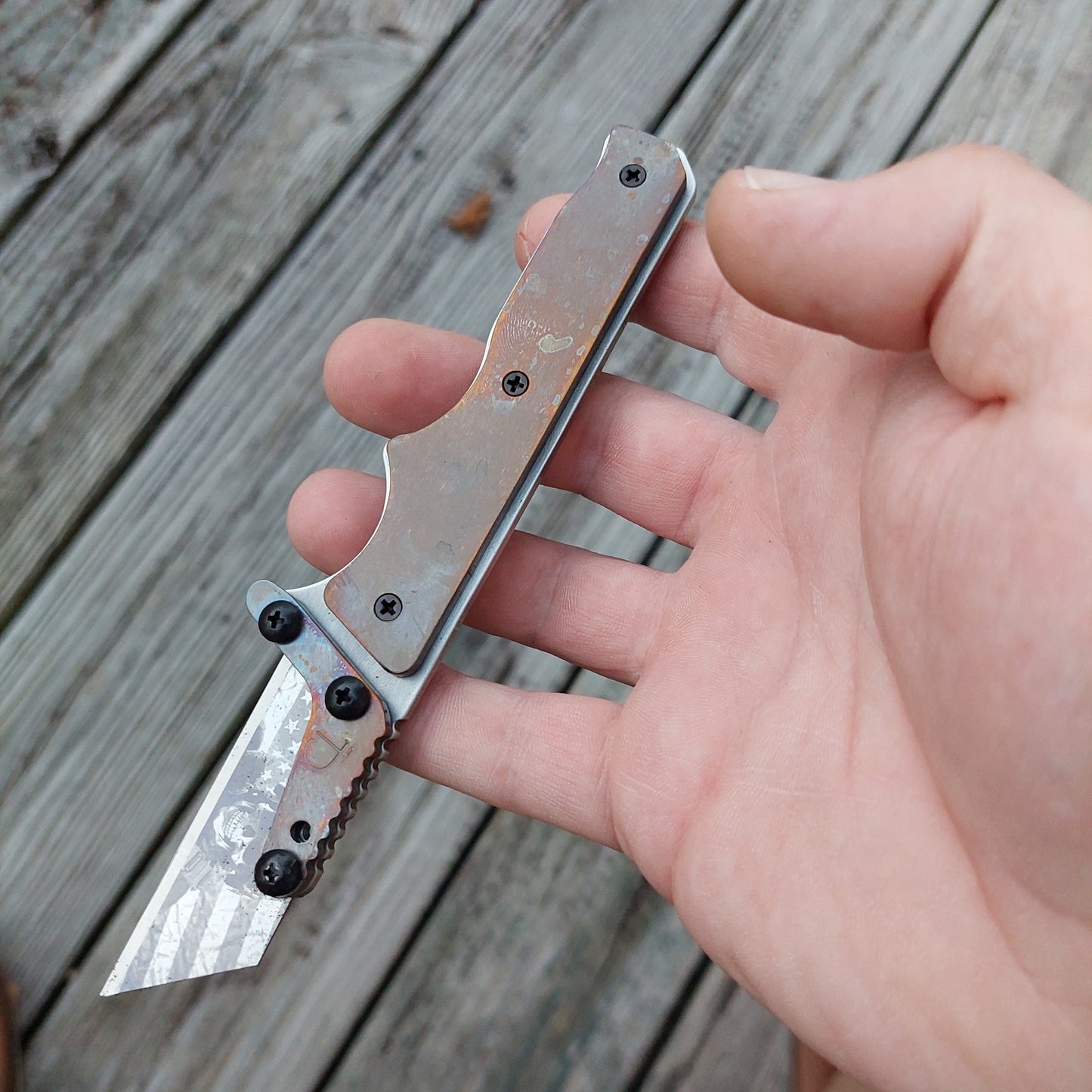 Teale Designs Tools Fixed Utility Knife - Flamed Scales