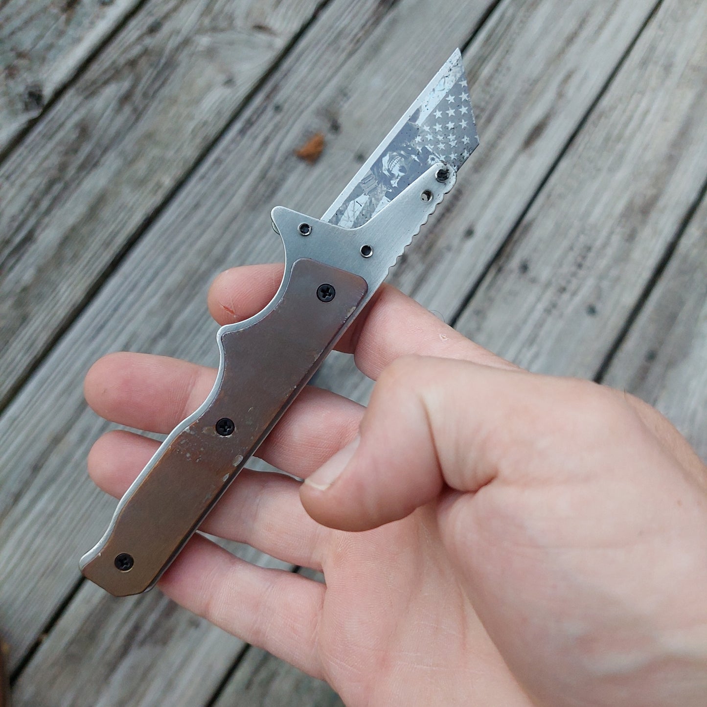 Teale Designs Tools Fixed Utility Knife - Flamed Scales