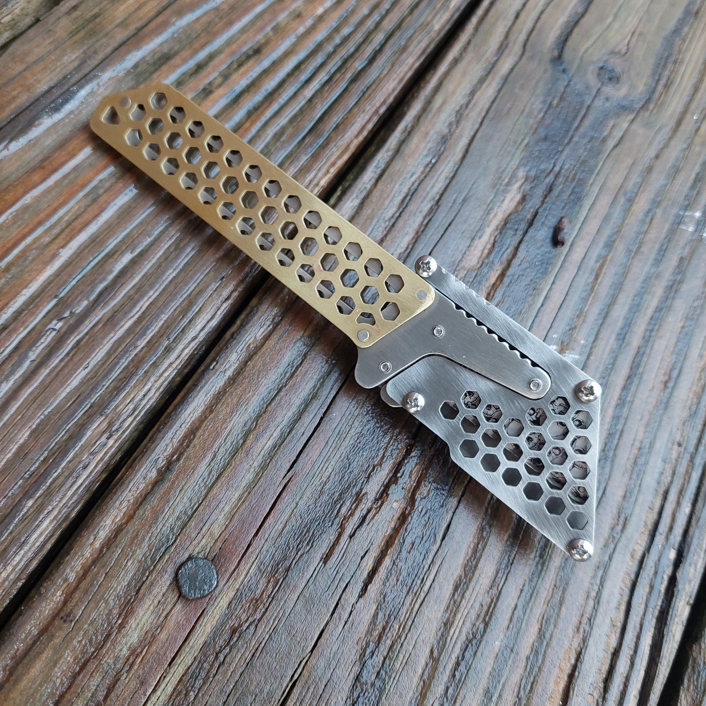 Teale Designs Tools Fixed Utility Knife - Hex Brass Slim