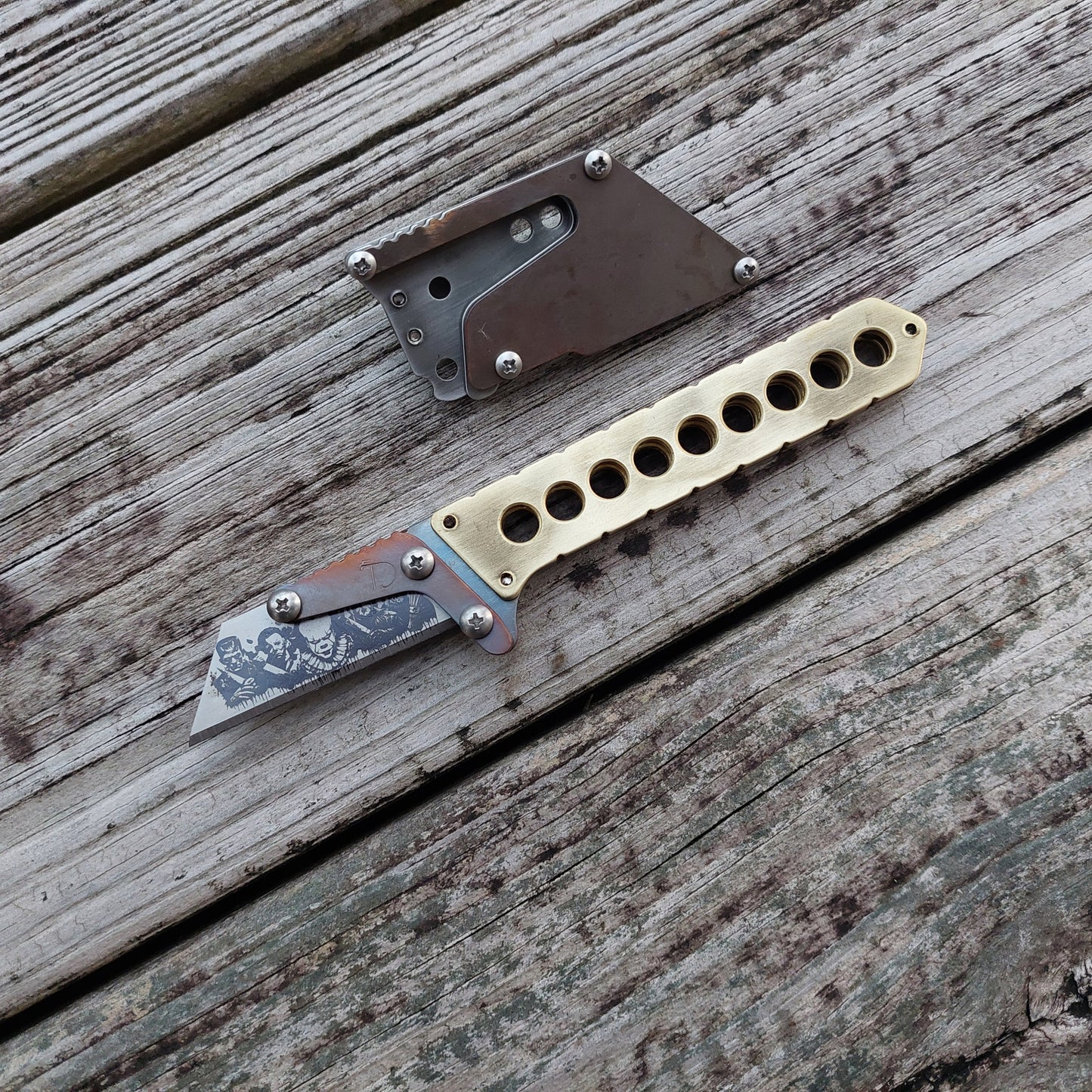Teale Designs Tools Fixed Utility Knife - Brass Flamed