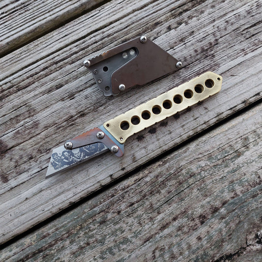 Teale Designs Tools Fixed Utility Knife - Brass Flamed