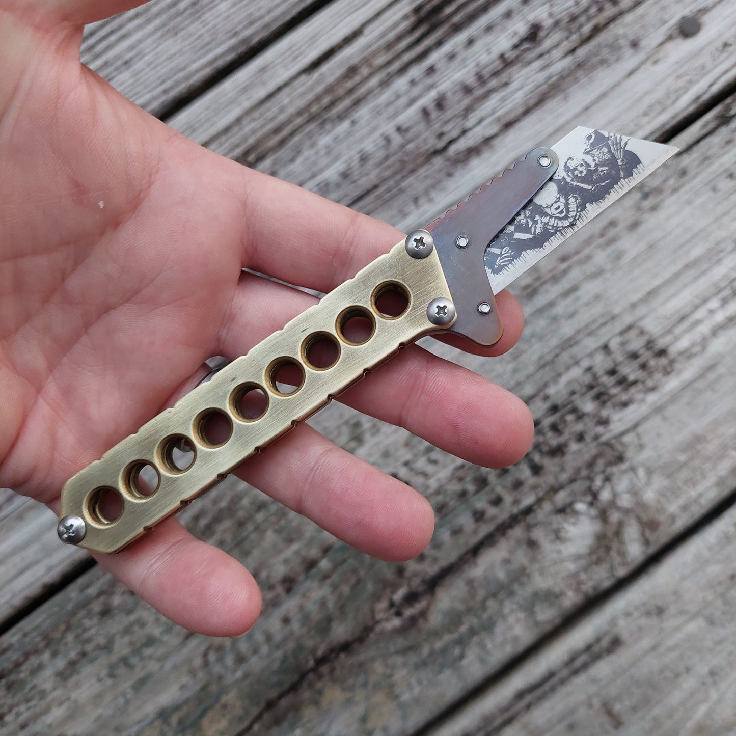 Teale Designs Tools Fixed Utility Knife - Brass Flamed