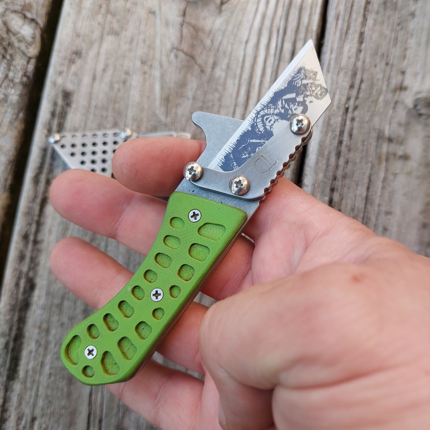 Teale Designs Tools Fixed Utility Knife - Mini Curve Green G10