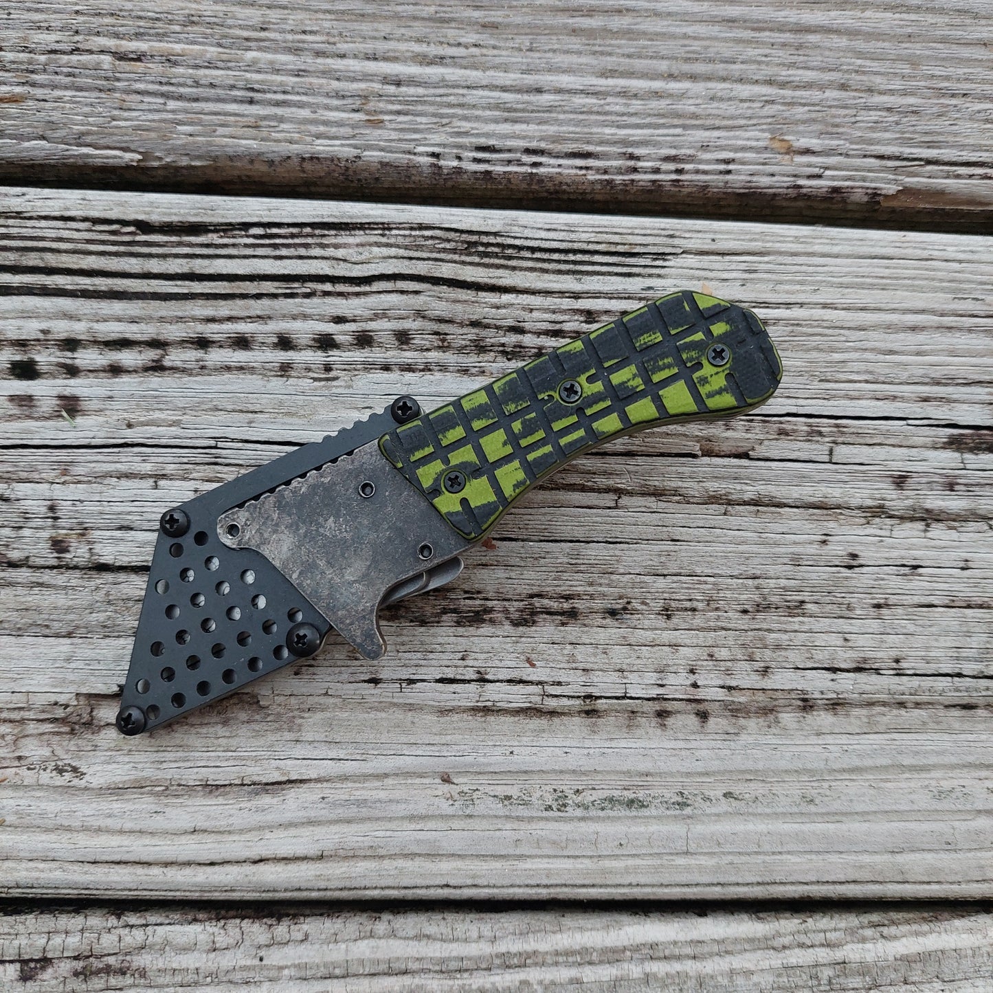 Teale Designs Tools Fixed Utility Knife - Green Black Frag Pocket Sheath