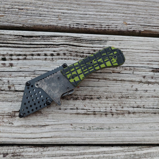 Teale Designs Tools Fixed Utility Knife - Green Black Frag Pocket Sheath
