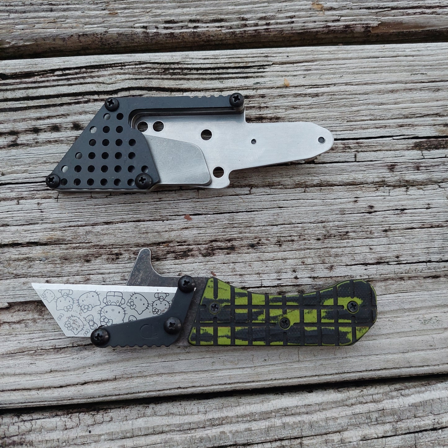 Teale Designs Tools Fixed Utility Knife - Green Black Frag Pocket Sheath