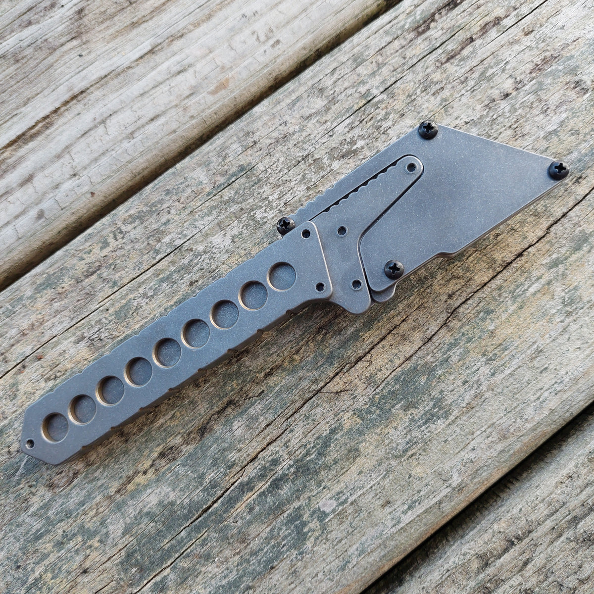 Teale Designs Tools Straight  Fixed Utility Knife - Stonewashed Holes