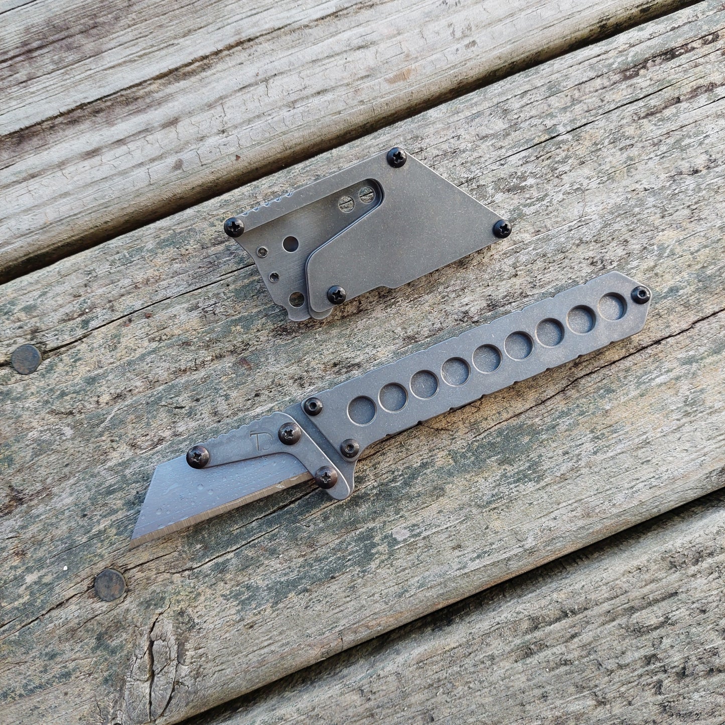 Teale Designs Tools Straight  Fixed Utility Knife - Stonewashed Holes