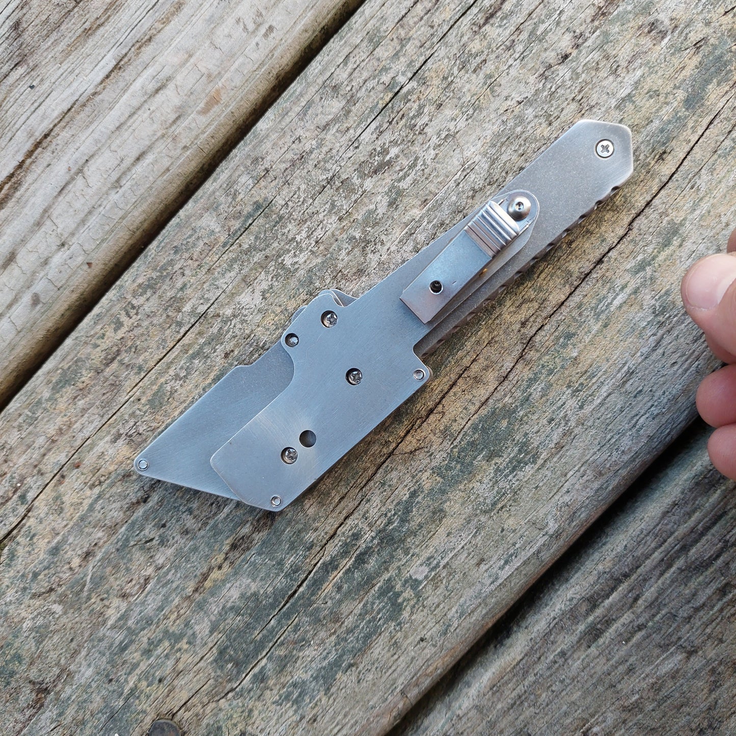 Teale Designs Tools Mini Fixed Utility Knife - Stonewashed Inner Pocket Clip Sheath