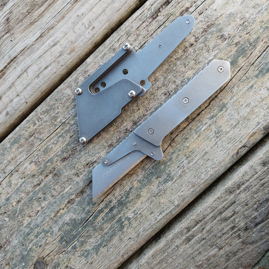 Teale Designs Tools Mini Fixed Utility Knife - Stonewashed Inner Pocket Clip Sheath
