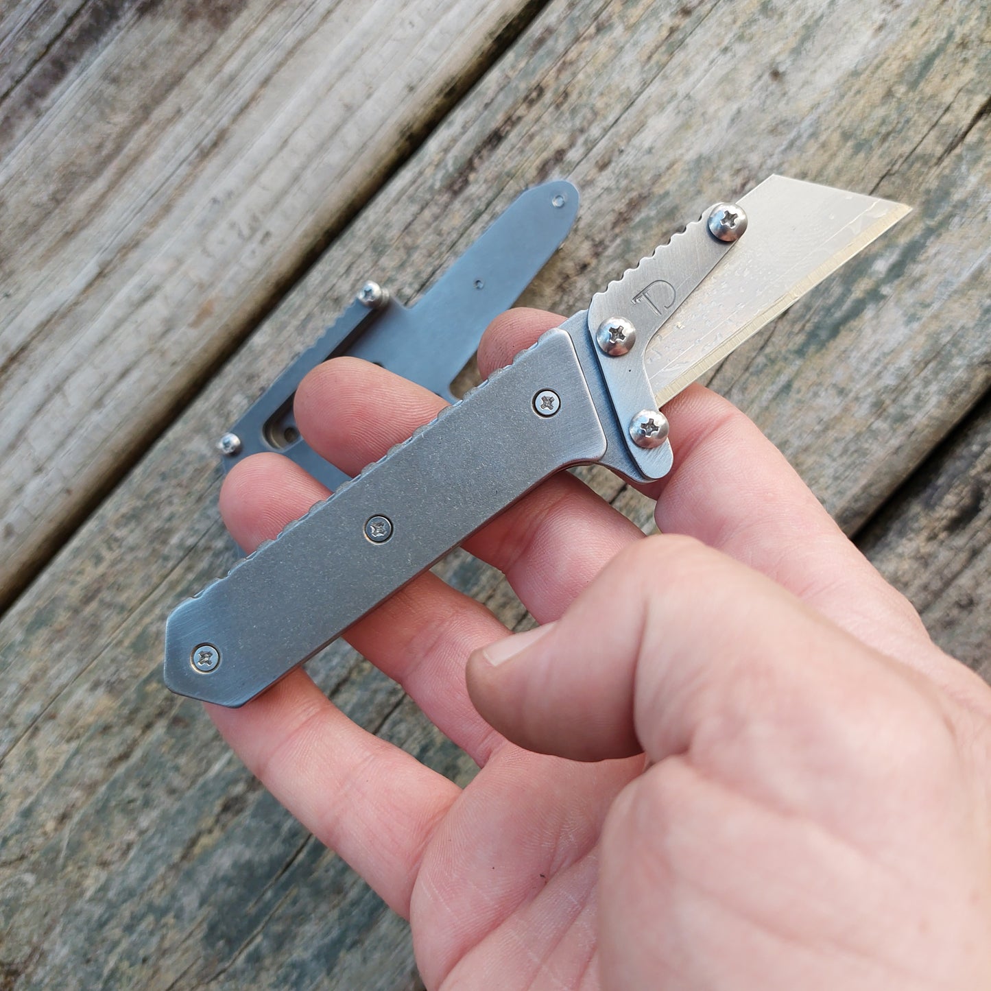 Teale Designs Tools Mini Fixed Utility Knife - Stonewashed Inner Pocket Clip Sheath