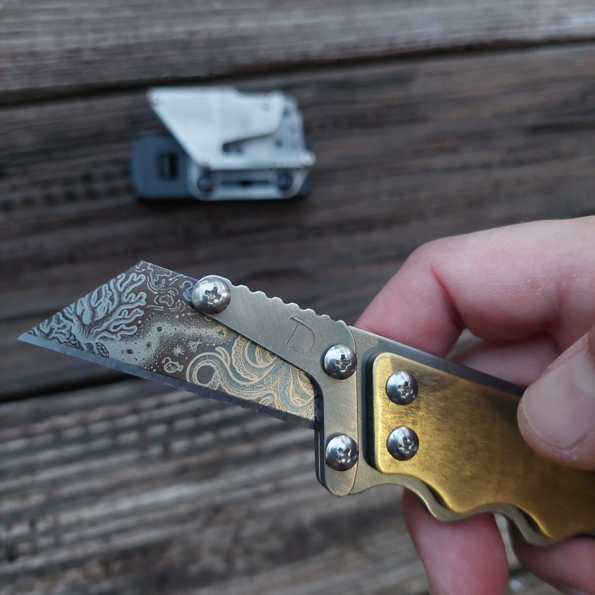 Teale Designs Tools  Fixed Utility Knife - Contour Brass
