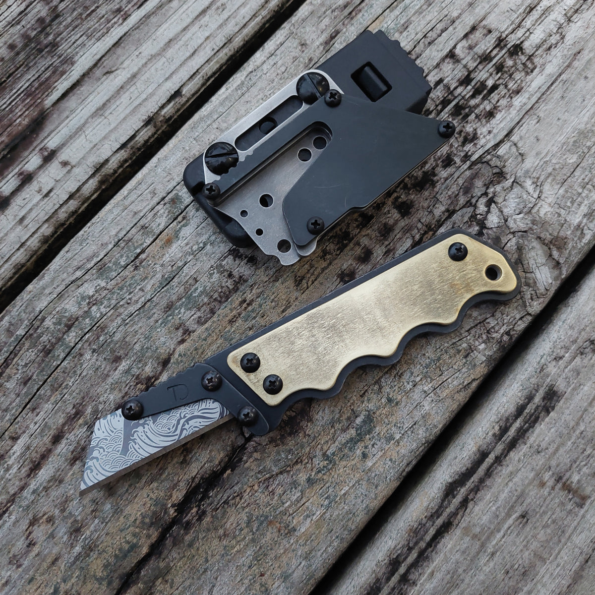 Teale Designs Tools Fixed Utility Knife - Contour Brass Black Oxide