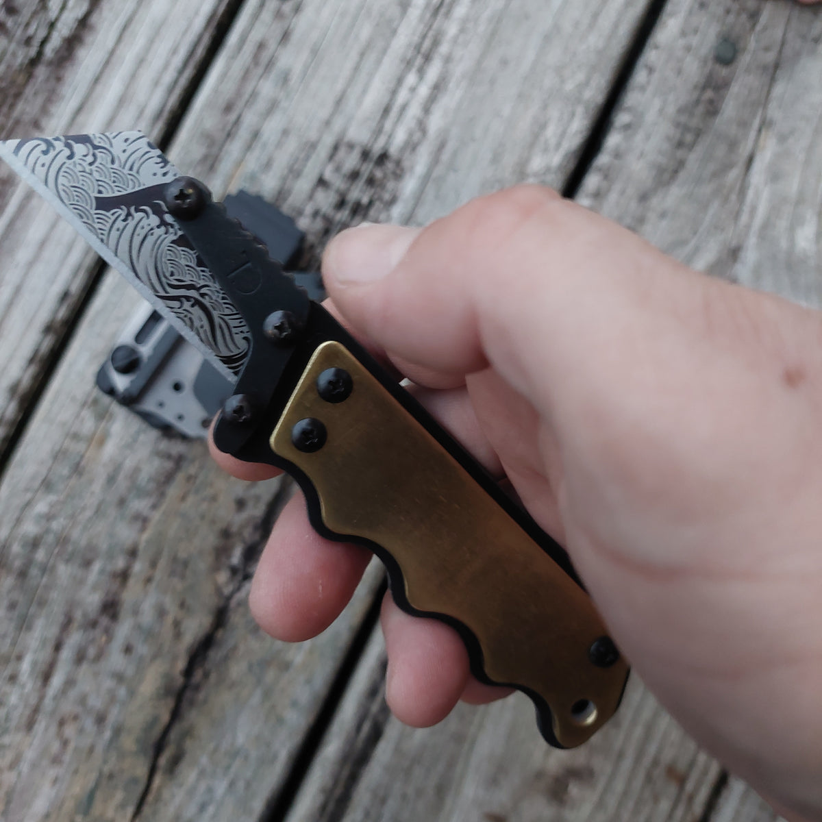 Teale Designs Tools Fixed Utility Knife - Contour Brass Black Oxide