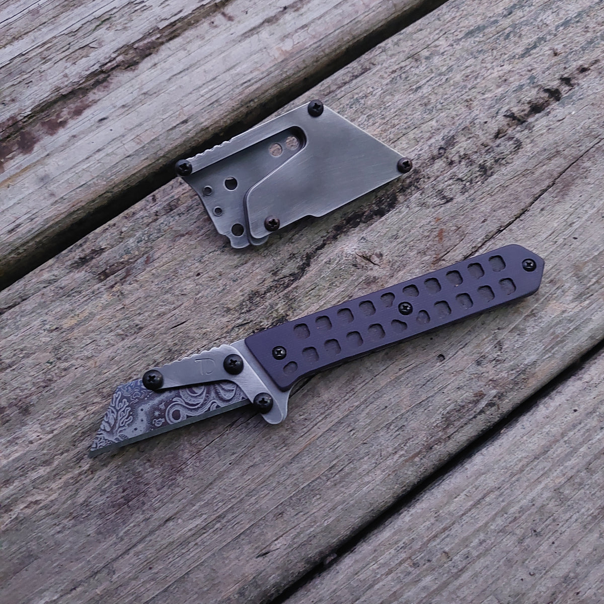 Teale Designs Tools Straight  Fixed Utility Knife - Purple G10