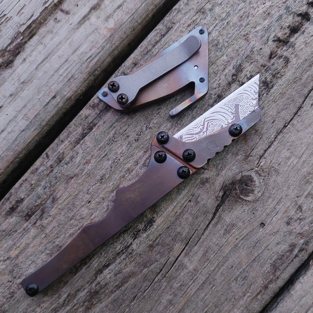 Teale Designs Tools Fixed Utility Knife - Magnetic Sheath Flamed