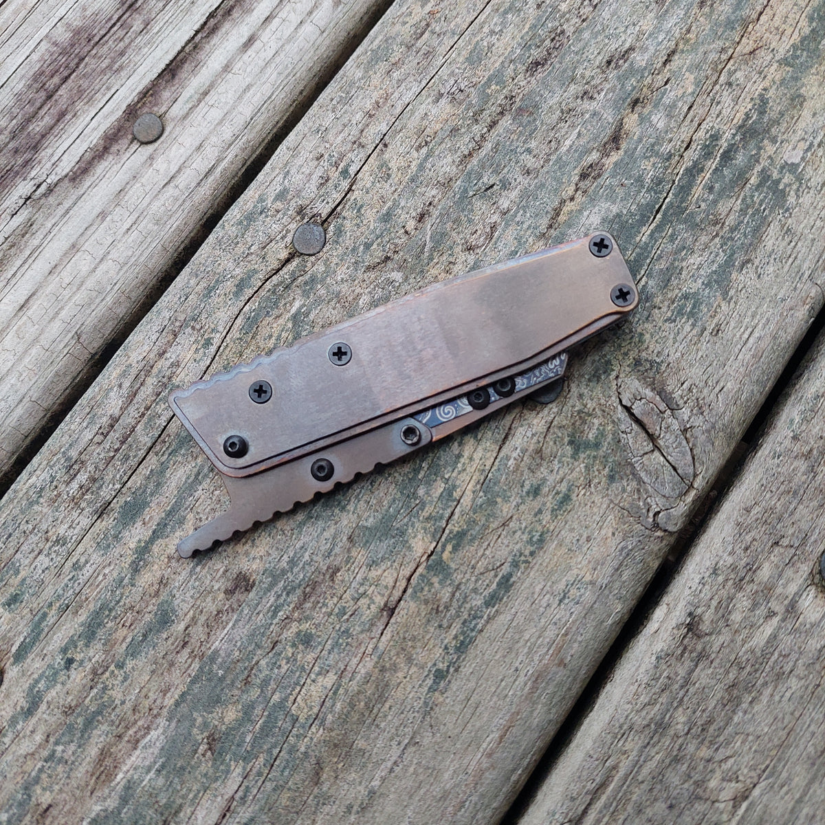 TD Tools Utility Knife Old Skool Friction Folder - Flamed