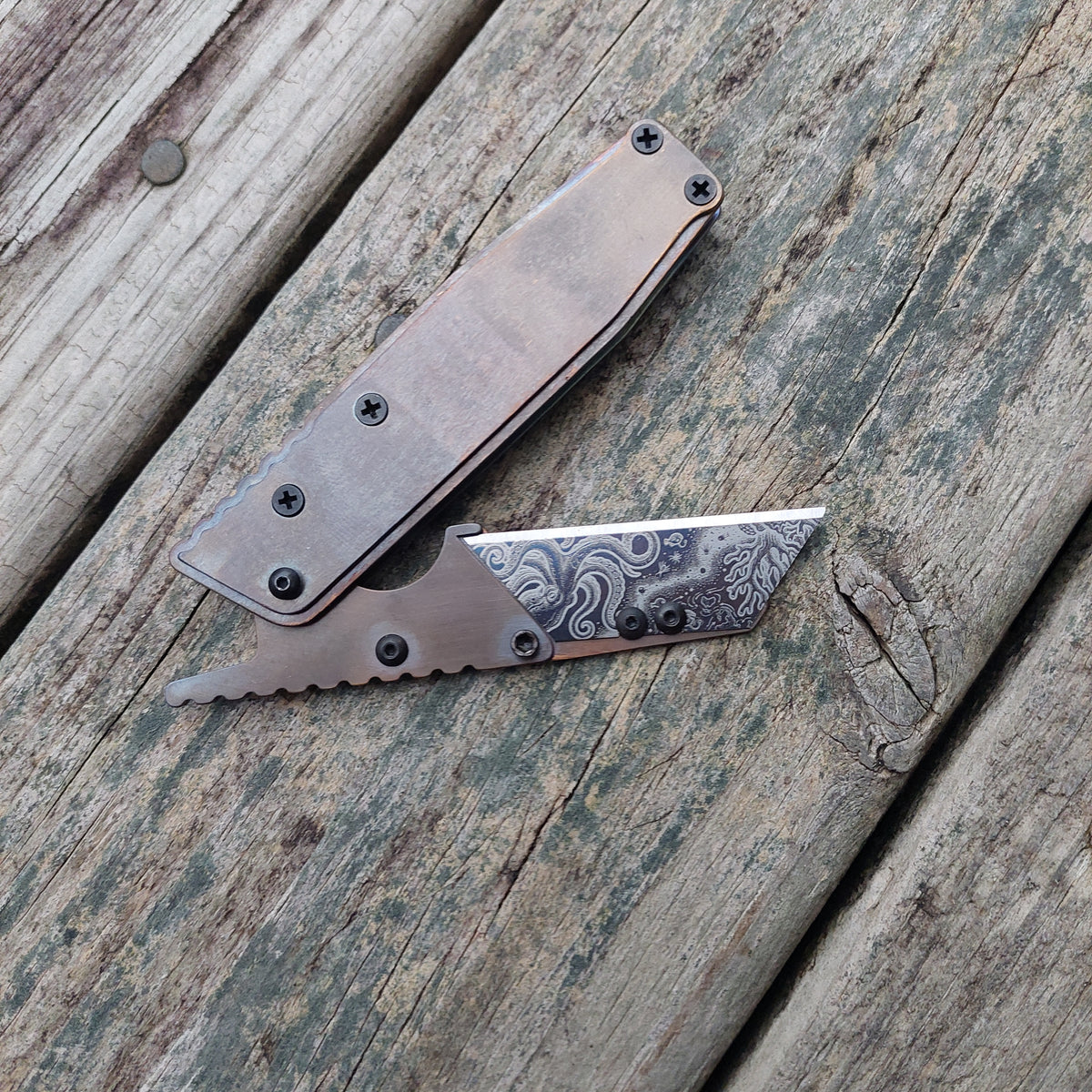 TD Tools Utility Knife Old Skool Friction Folder - Flamed