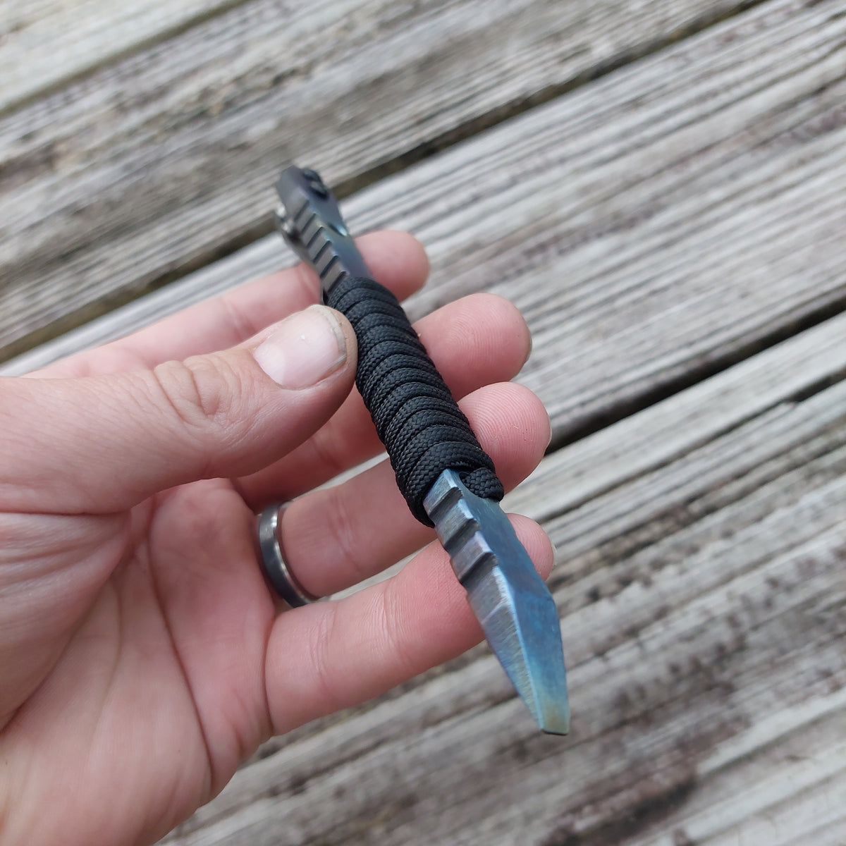 TD Pen Ti Pry - Titanium Tactical Flathead Prybar Breacher Flamed