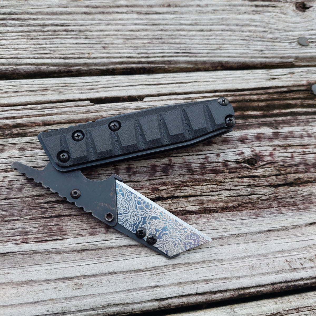 TD Tools Utility Knife Old Skool Friction Folder - Black Oxide Carbon Fiber