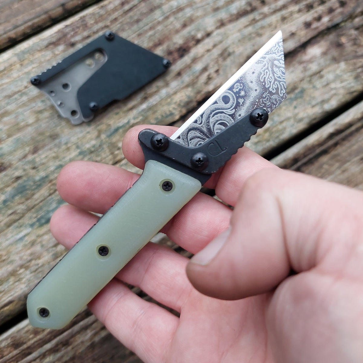 Teale Designs Tools Mini Fixed Utility Knife - Jade Green g10