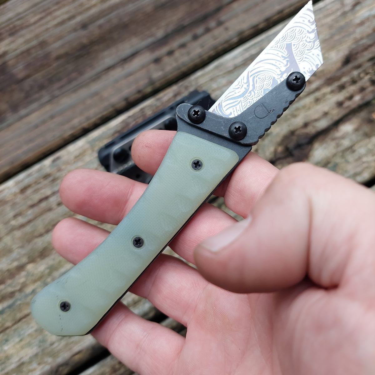 Teale Designs Tools Curve Fixed Utility Knife - Jade Green G10 Black Oxide