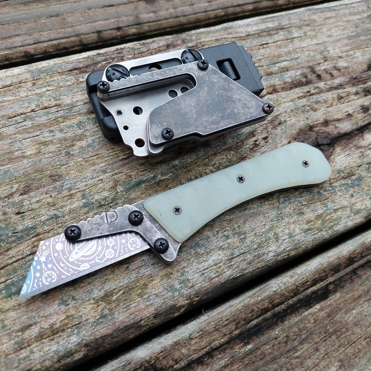 Teale Designs Tools Curve Fixed Utility Knife - Jade Green G10 Tumbled Black Oxide