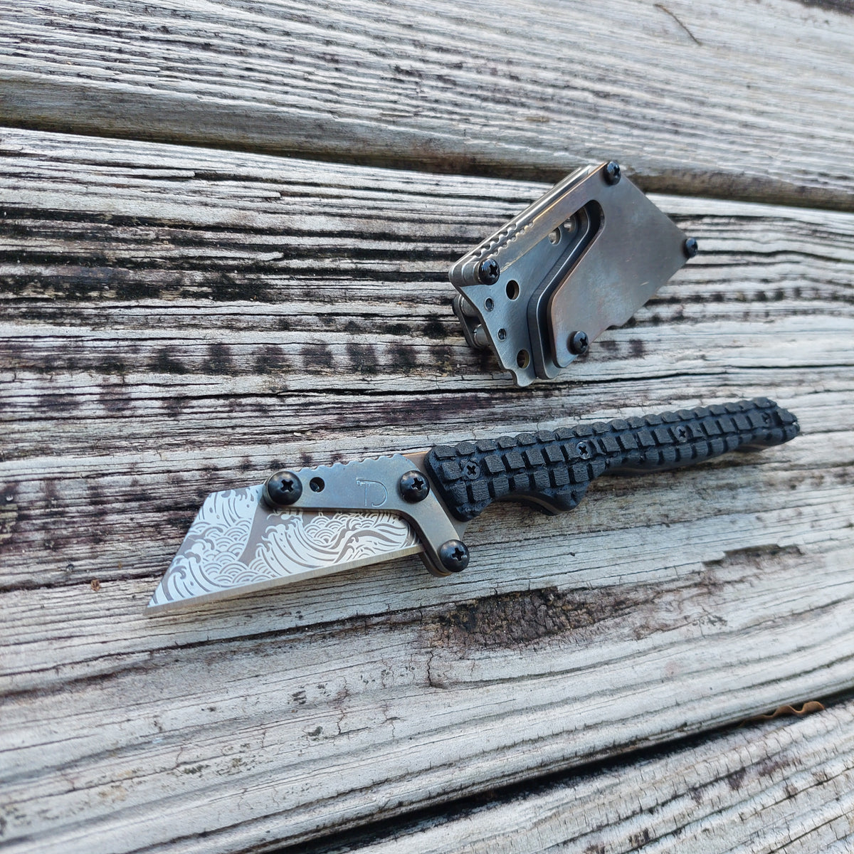 Teale Designs Tools Slim Fixed Utility Knife - Flamed Frag Carbon