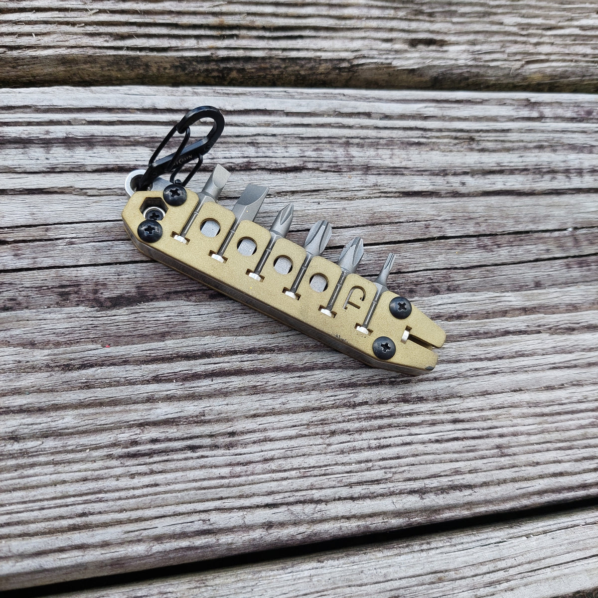TD Magnetic Driver Combo Bit Storage Organizer Keychain - Brass Covers