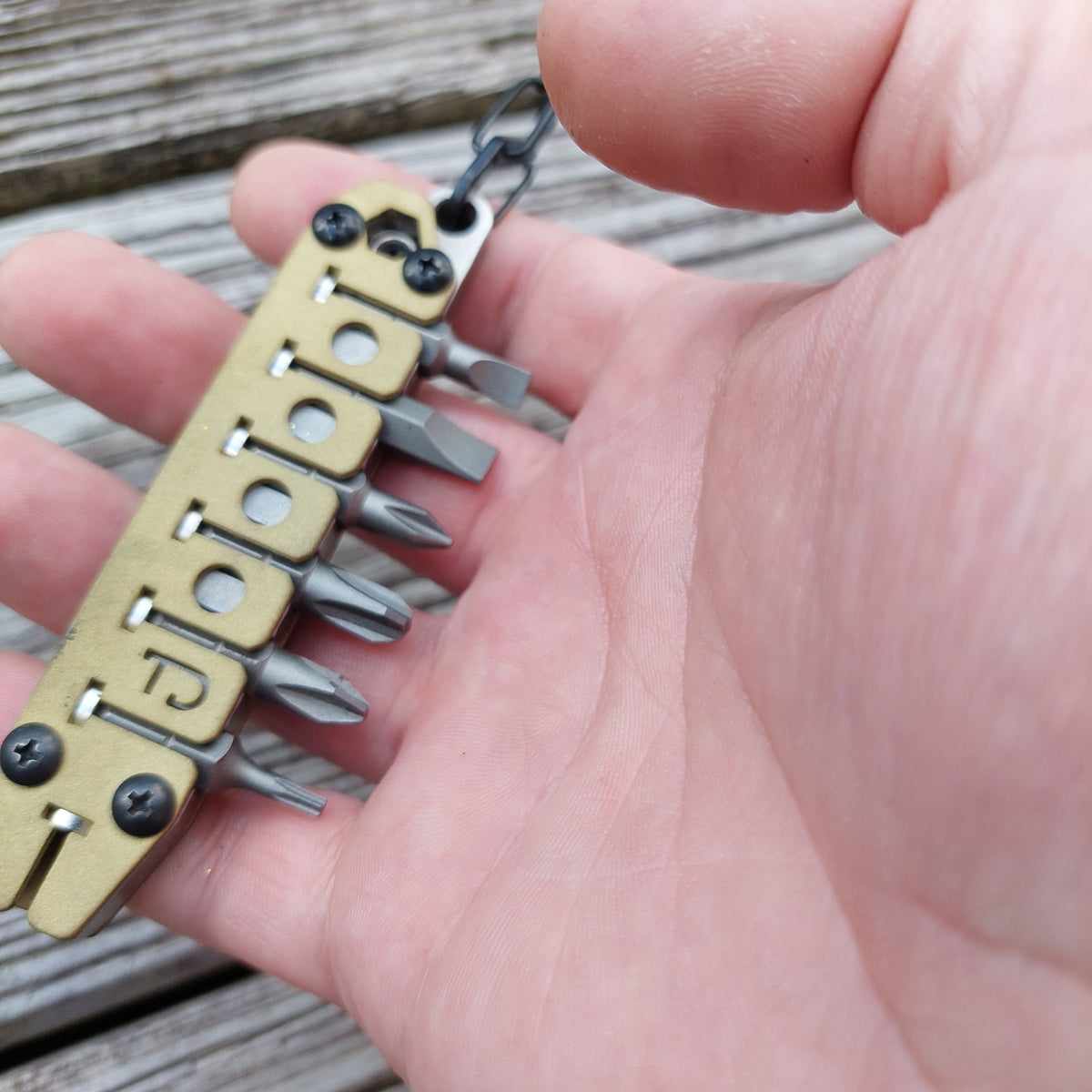 TD Magnetic Driver Combo Bit Storage Organizer Keychain - Brass Covers